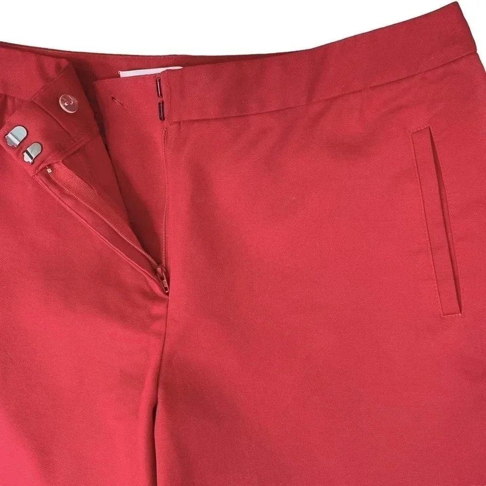 Chico's Red Cropped Chino Casual Pants Women Size L/14 Folded Cuff Straight Leg - Picture 7 of 16